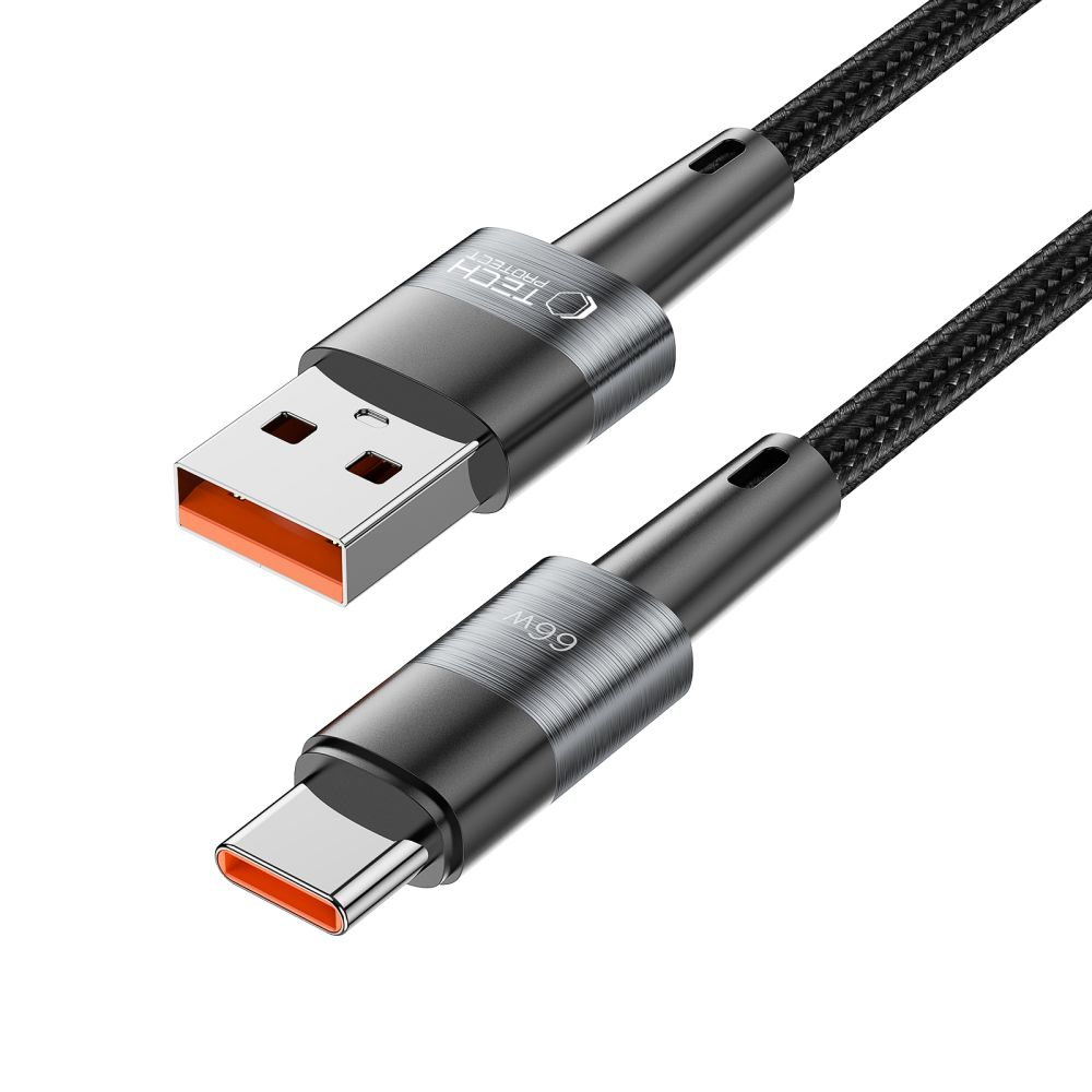 USB-A til USB-C data- og opladningskabel Tech-Protect Ultraboost, 66W, 0,5m, grå