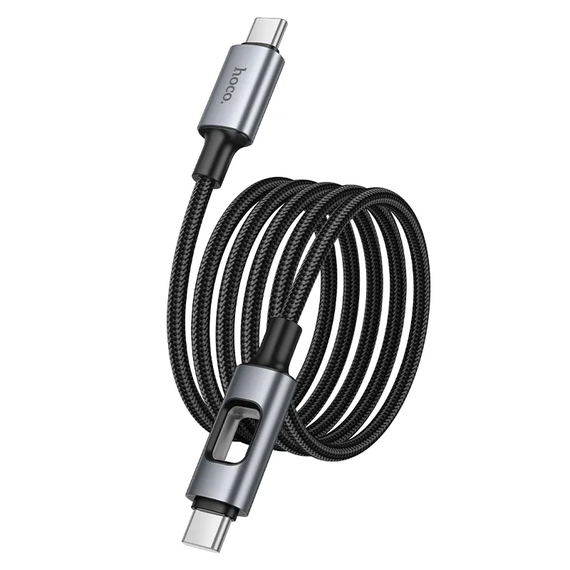 USB-C Data- og Opladningskabel - USB-C HOCO U144 Led, 60W, 1,2m, Sort