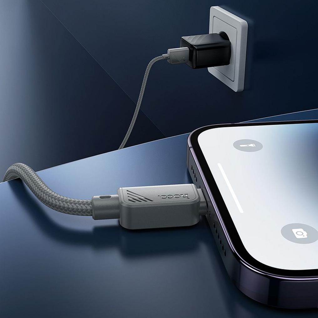 USB-A til Lightning data- og opladningskabel HOCO X113, 18W, 1m, grå