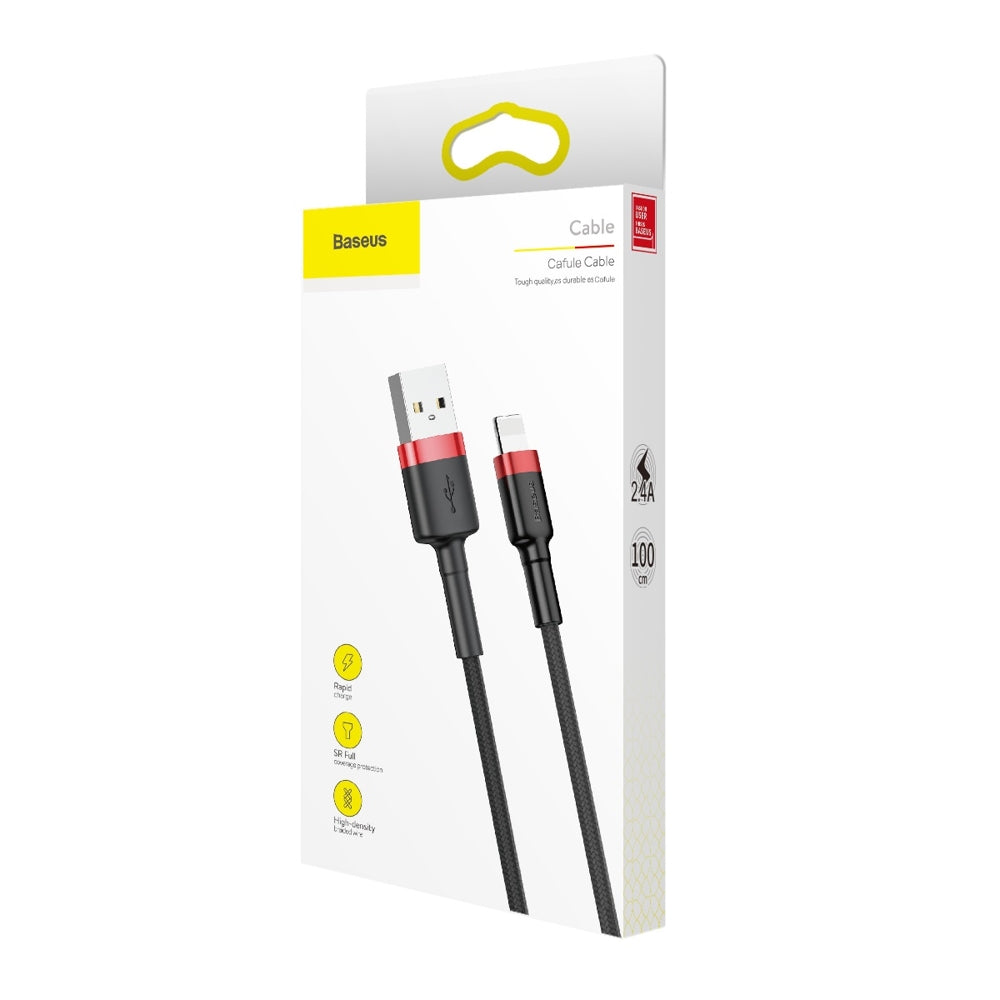 Data- og opladningskabel USB-A - Lightning Baseus Cafule, 18W, 1m, sort CALKLF-B19