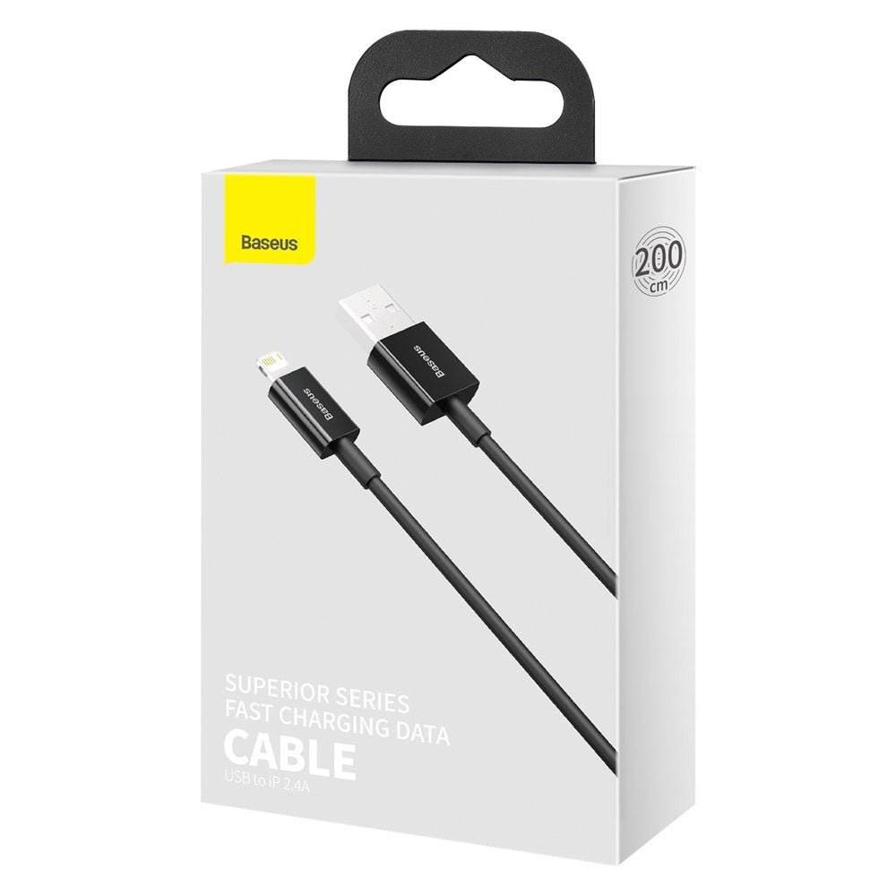 USB-A til Lightning data- og opladningskabel Baseus Superior Series, 20W, 2m, sort CALYS-C01