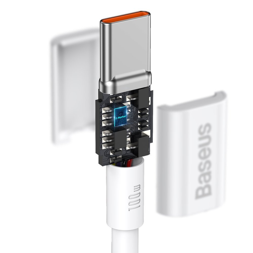 USB-C Data- og Opladningskabel - USB-C Baseus Superior Series, 100W, 2m, Hvid CATYS-C02