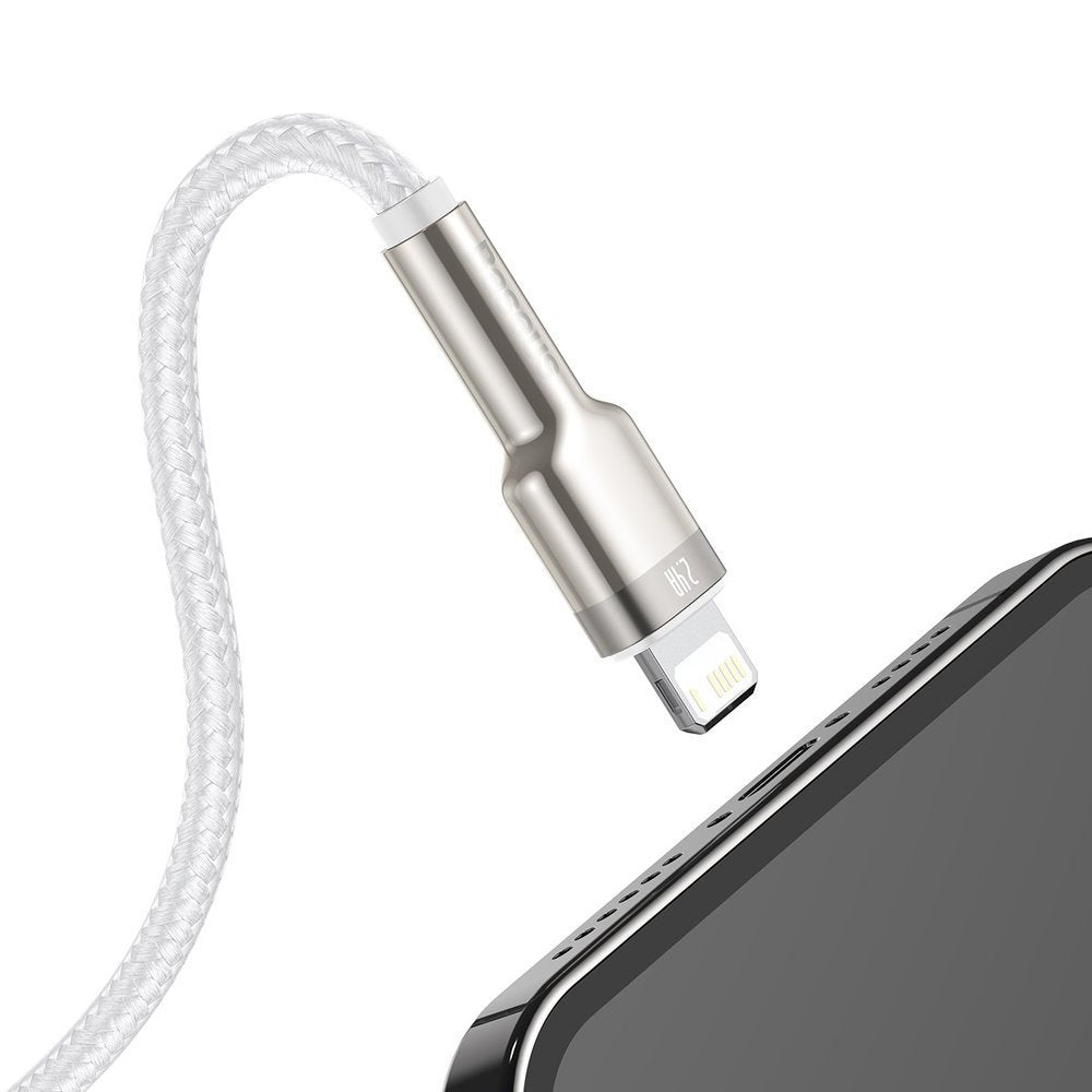 Data- og opladningskabel USB-A - Lightning Baseus Cafule Metal Series, 18W, 1m, hvid CALJK-A02