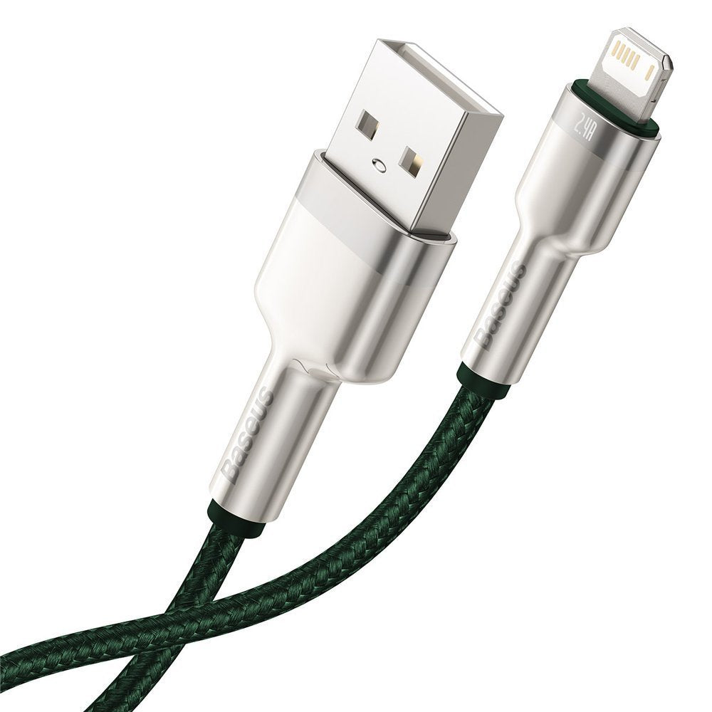 Data- og opladningskabel USB-A - Lightning Baseus Cafule Metal Series, 18W, 1m, Grøn CALJK-A06
