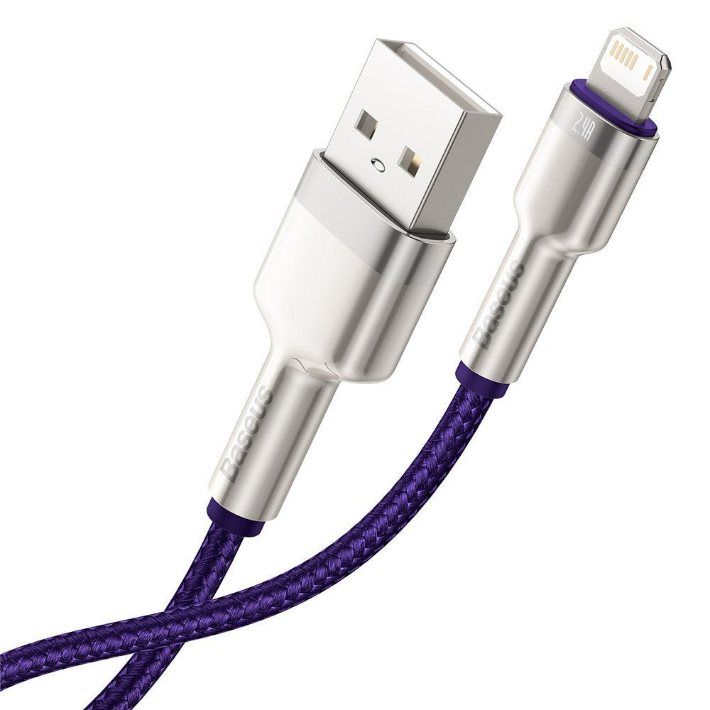 Data- og opladningskabel USB-A - Lightning Baseus Cafule Metal Series, 18W, 1m, Lilla CALJK-A05