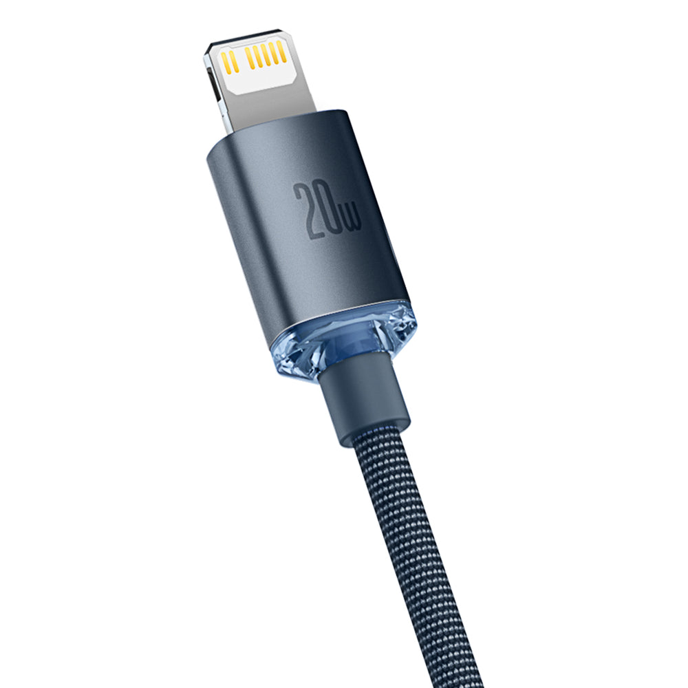 Data- og opladningskabel USB-C - Lightning Baseus Crystal Shine Series, 20W, 1.2m, Sort CAJY000201