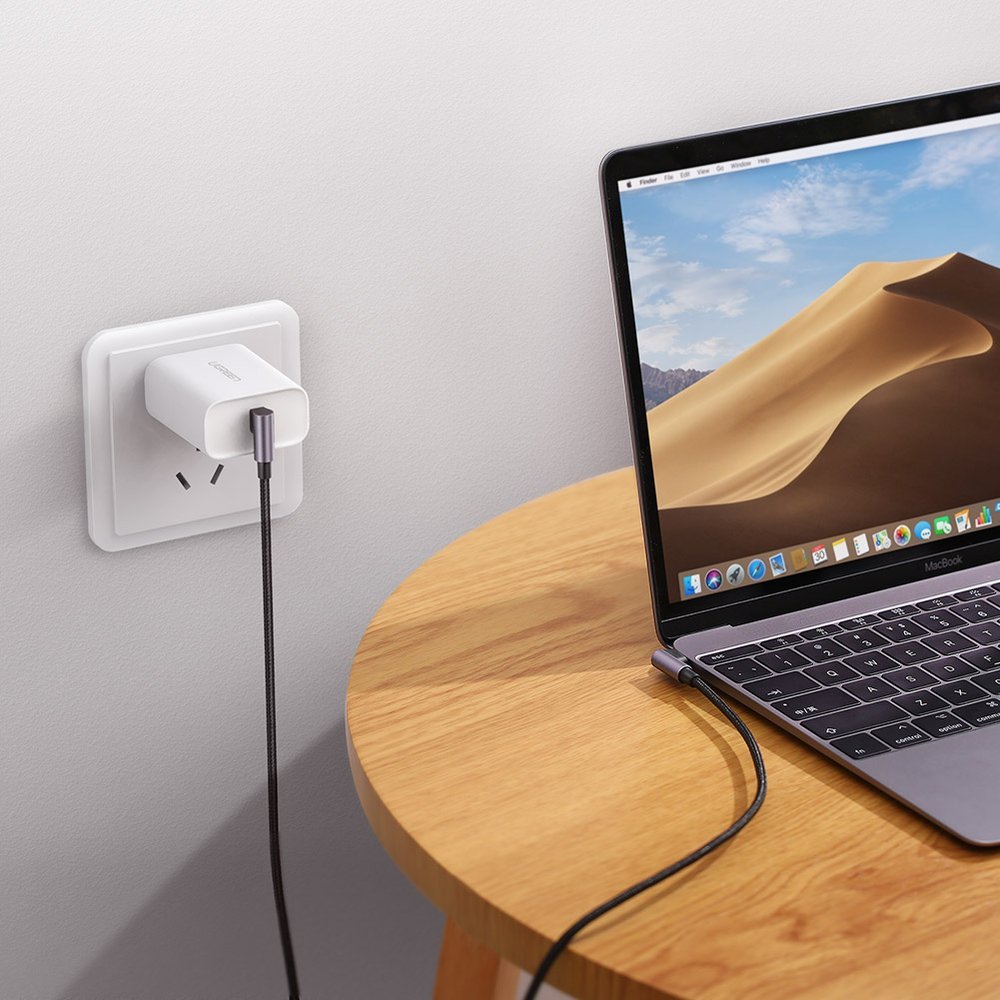 USB-C data- og opladningskabel - USB-C UGREEN US323 USB-C vinklet, 60W, 1m, sort
