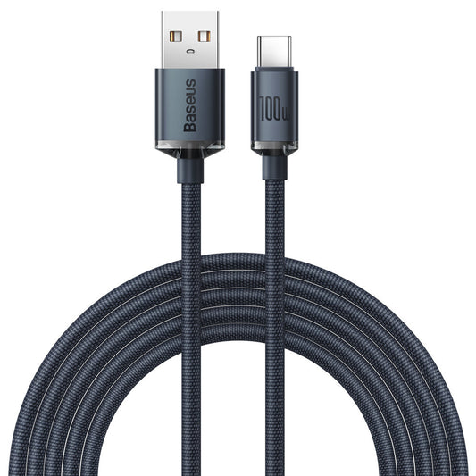 USB-A til USB-C Baseus Crystal Shine Series data- og opladningskabel, 100W, 2m, sort CAJY000501 CAJY000501