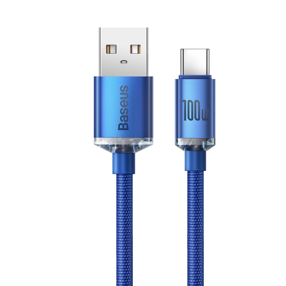 USB-A til USB-C Baseus Crystal Shine Series data- og opladningskabel, 100W, 2m, blå CAJY000503
