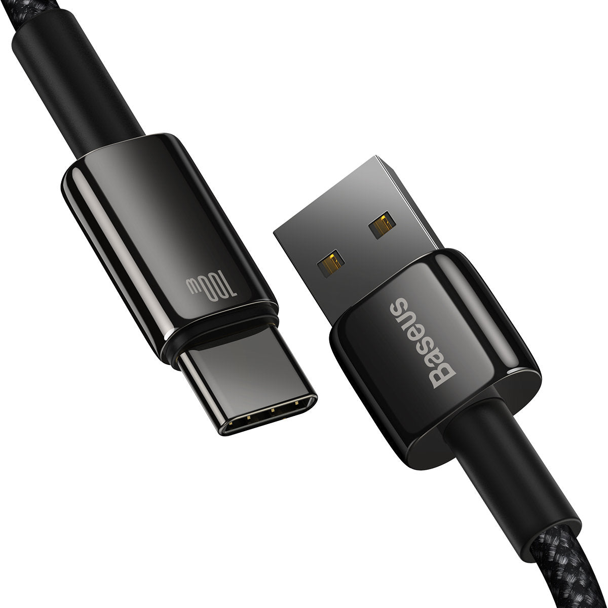 USB-A til USB-C Baseus Tungsten Gold, 100W, 2m, Sort CAWJ00010101