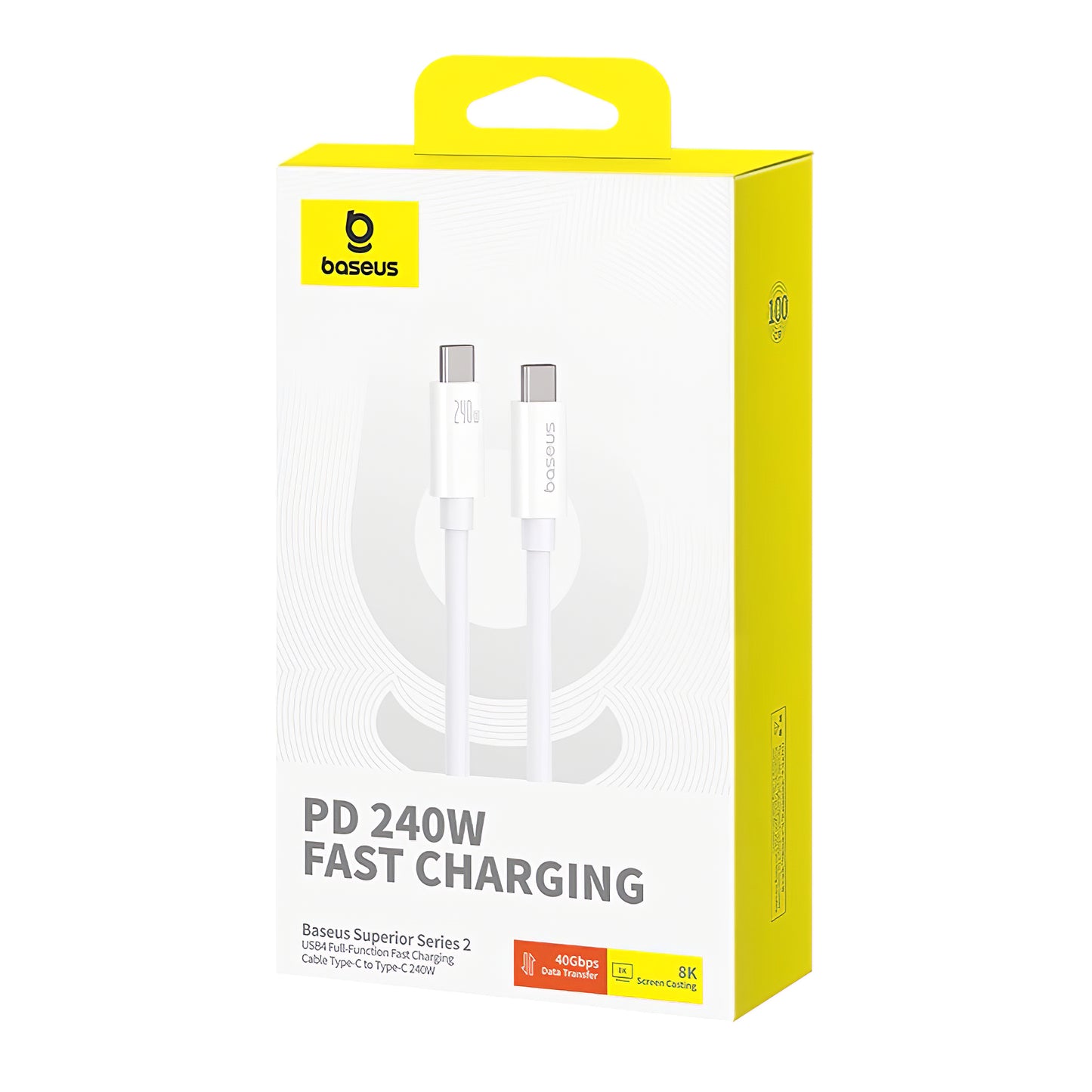 USB-C data- og opladningskabel - USB-C Baseus Superior Series 2, 240W, 1m, hvid P10365200211-02