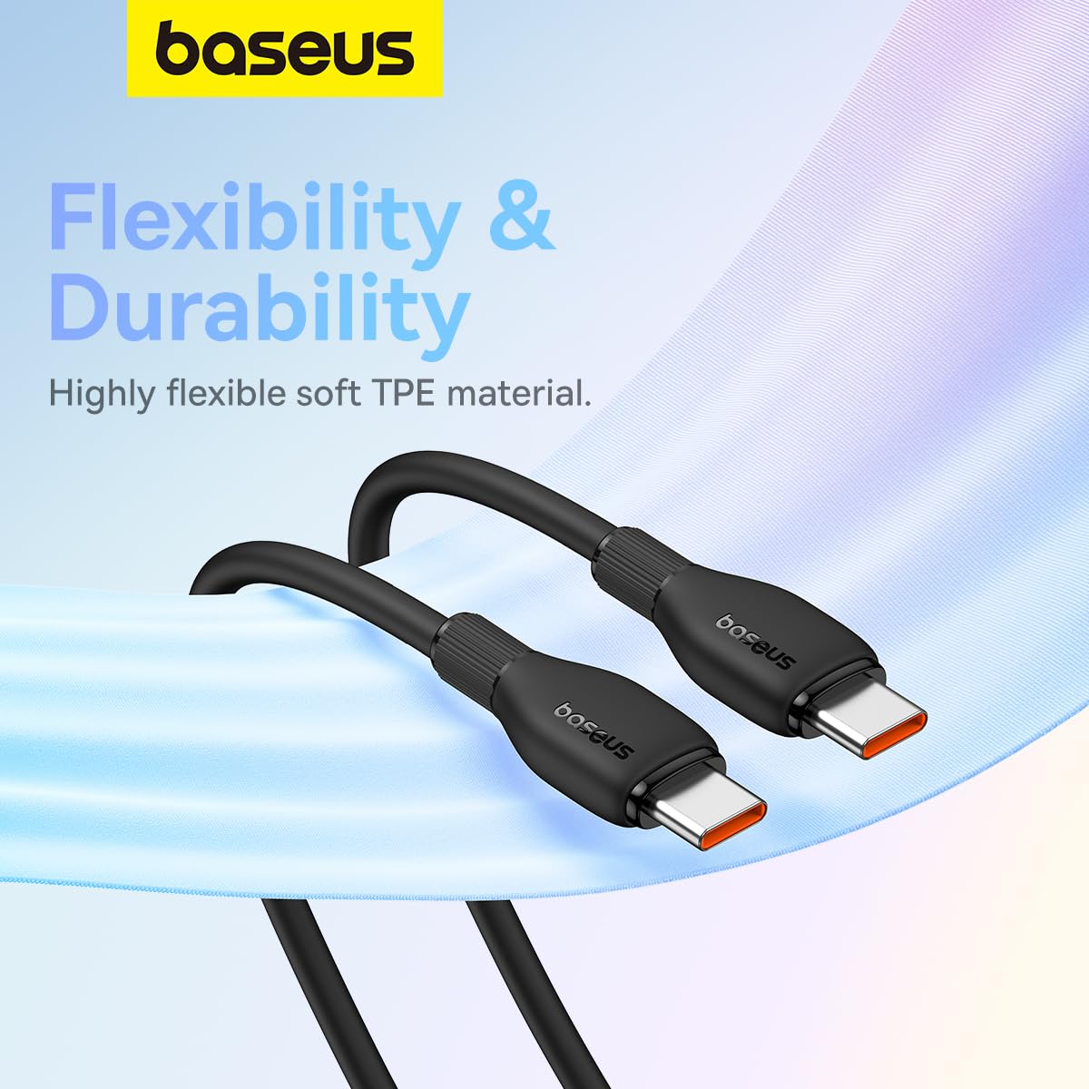Data- og opladningskabel USB-C - USB-C Baseus Pudding, 100W, 1.2m, Sort P10355702111-00