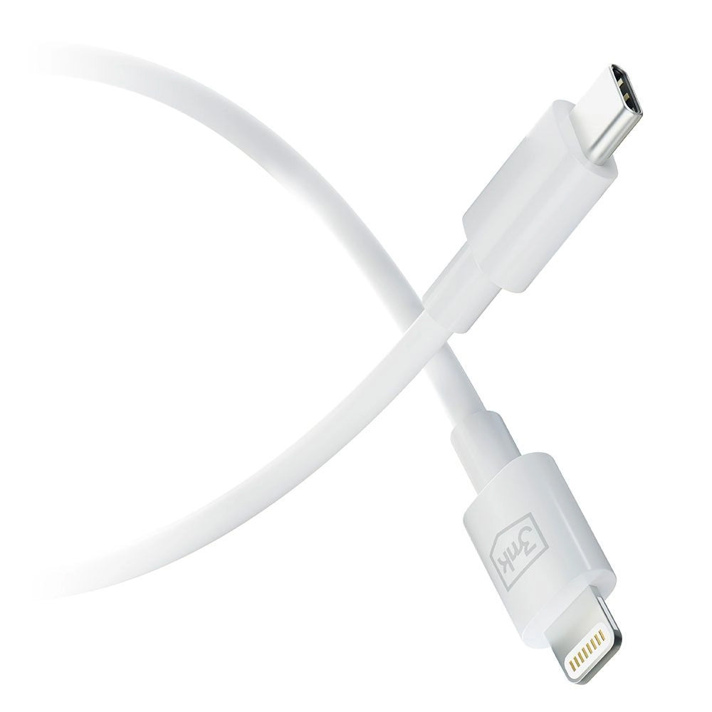 USB-C - Lightning Data- og Opladningskabel 3MK Hyper, 20W, 1,2m, Hvid