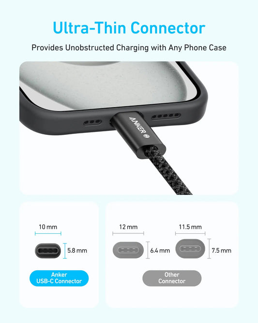 USB-C data- og opladningskabel - USB-C Anker Zolo, 240W, 1m, Sort A8060H11