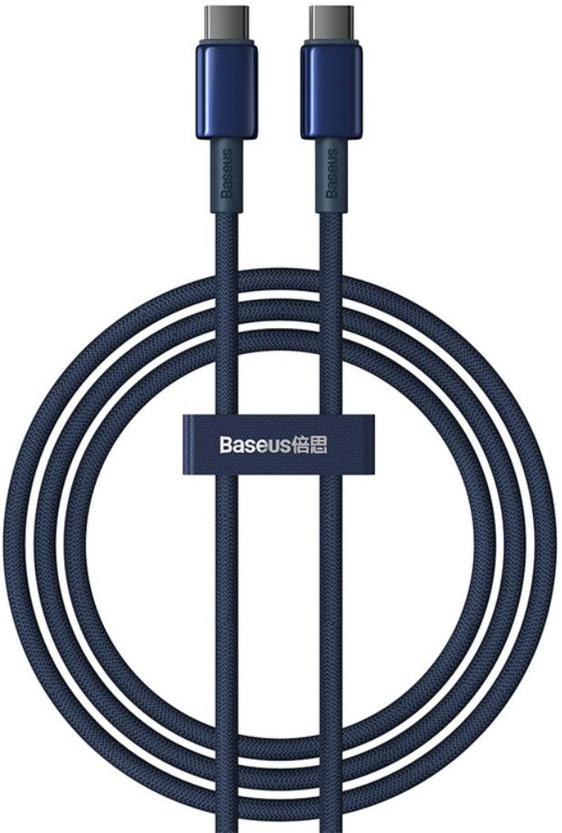 USB-C - USB-C Baseus Tungsten Gold data- og opladningskabel, 100W, 1m, Marineblå P10319800321-03