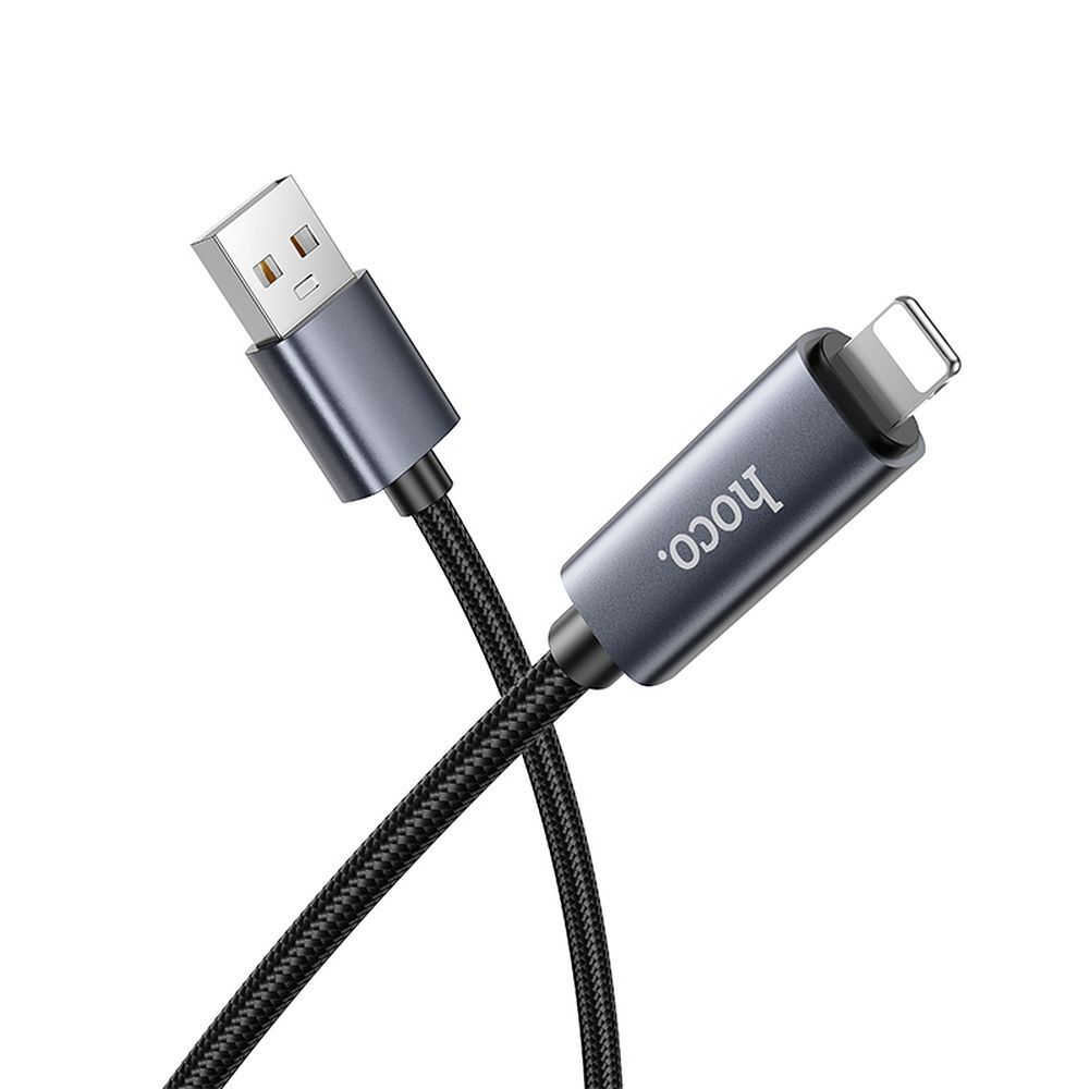 Data- og opladningskabel USB-A - Lightning HOCO Display X112, 18W, 1m, Sort