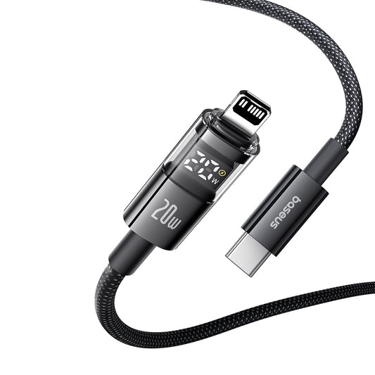 Data- og opladningskabel USB-C - Lightning Baseus Display 2, 20W, 1m, Sort P10382703121-00
