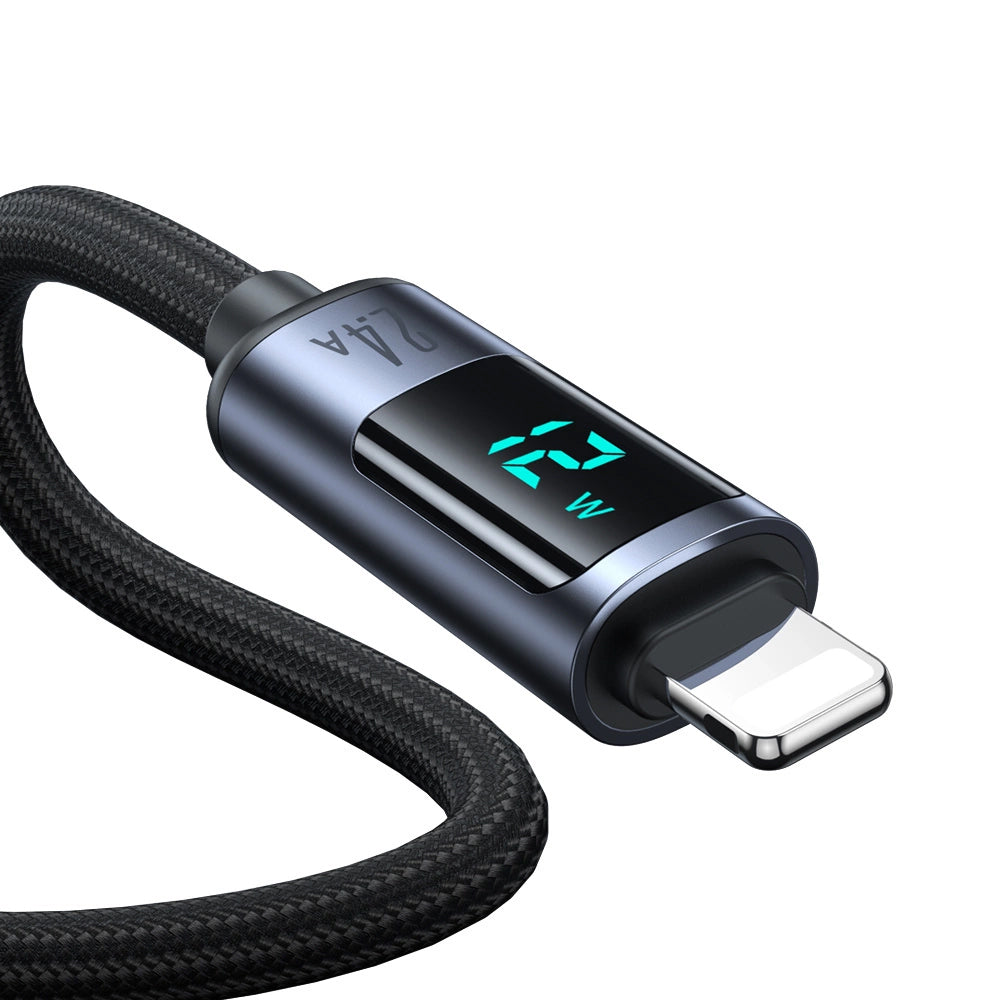 Data- og opladningskabel USB-A - Lightning Joyroom S-A16 Prism Display, 12W, 1.2m, Sort