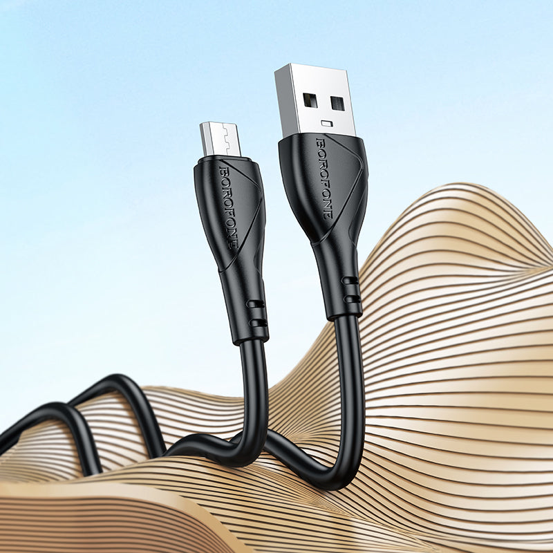Data- og opladningskabel USB-A - microUSB Borofone BX121 Energy, 18W, 1m, Sort