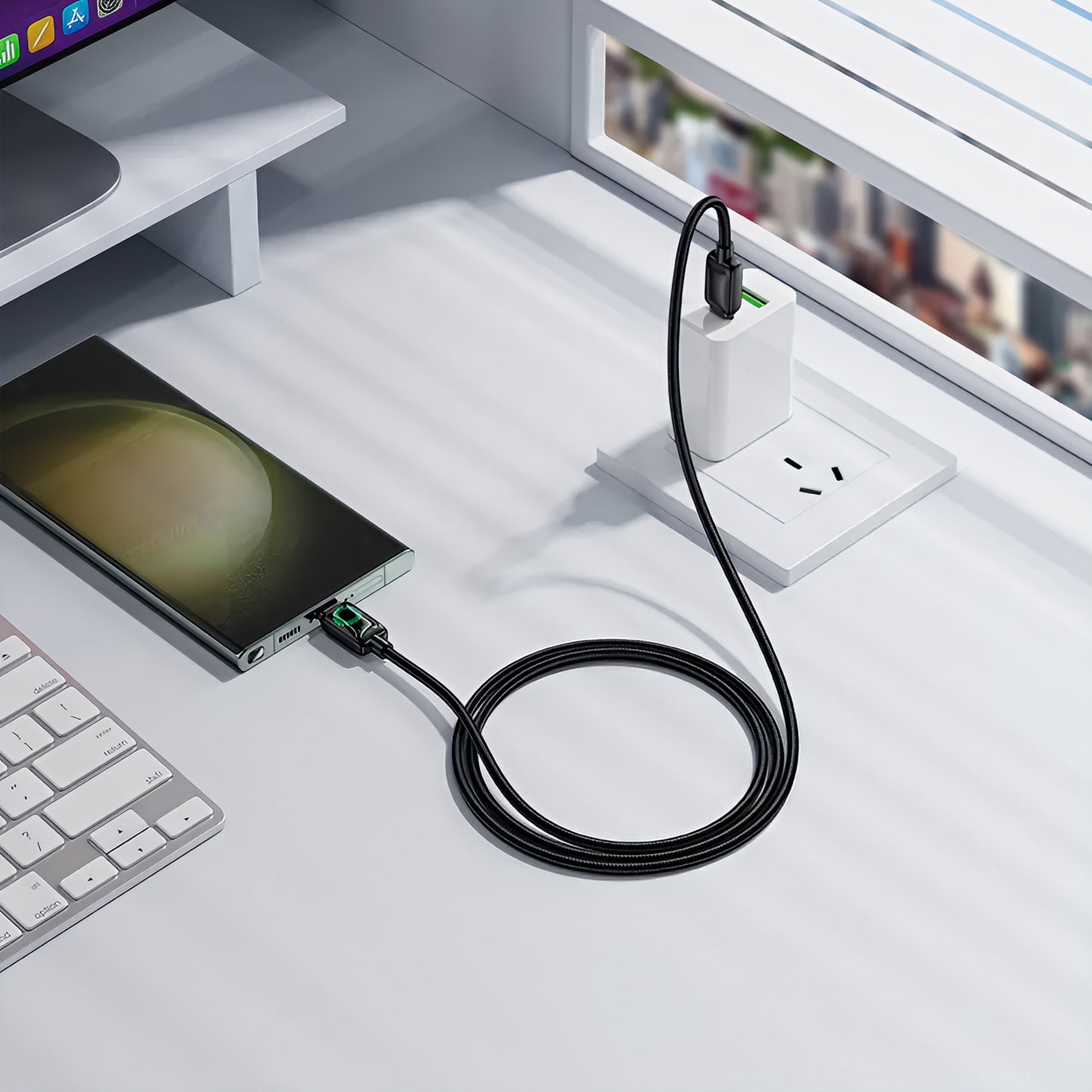 USB-C Data- og Opladningskabel - USB-C HOCO U146, 60W, 1.2m, Sort