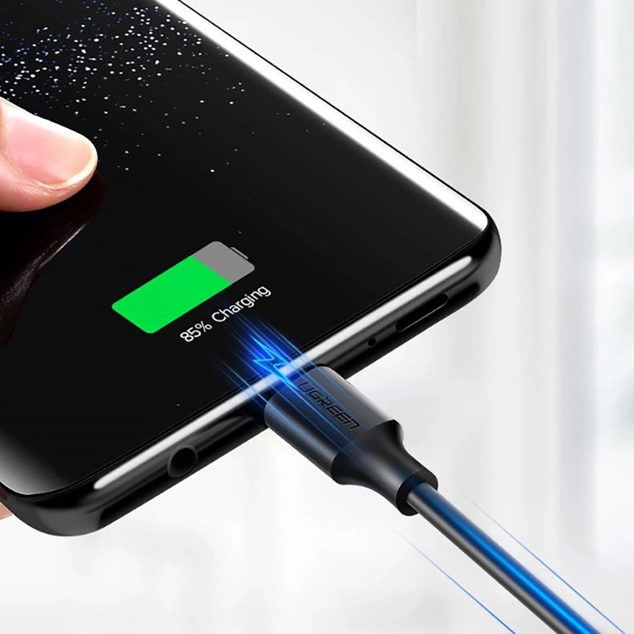 USB-A - USB-C UGREEN US184 data- og opladningskabel, 18W, 0.5m, Sort