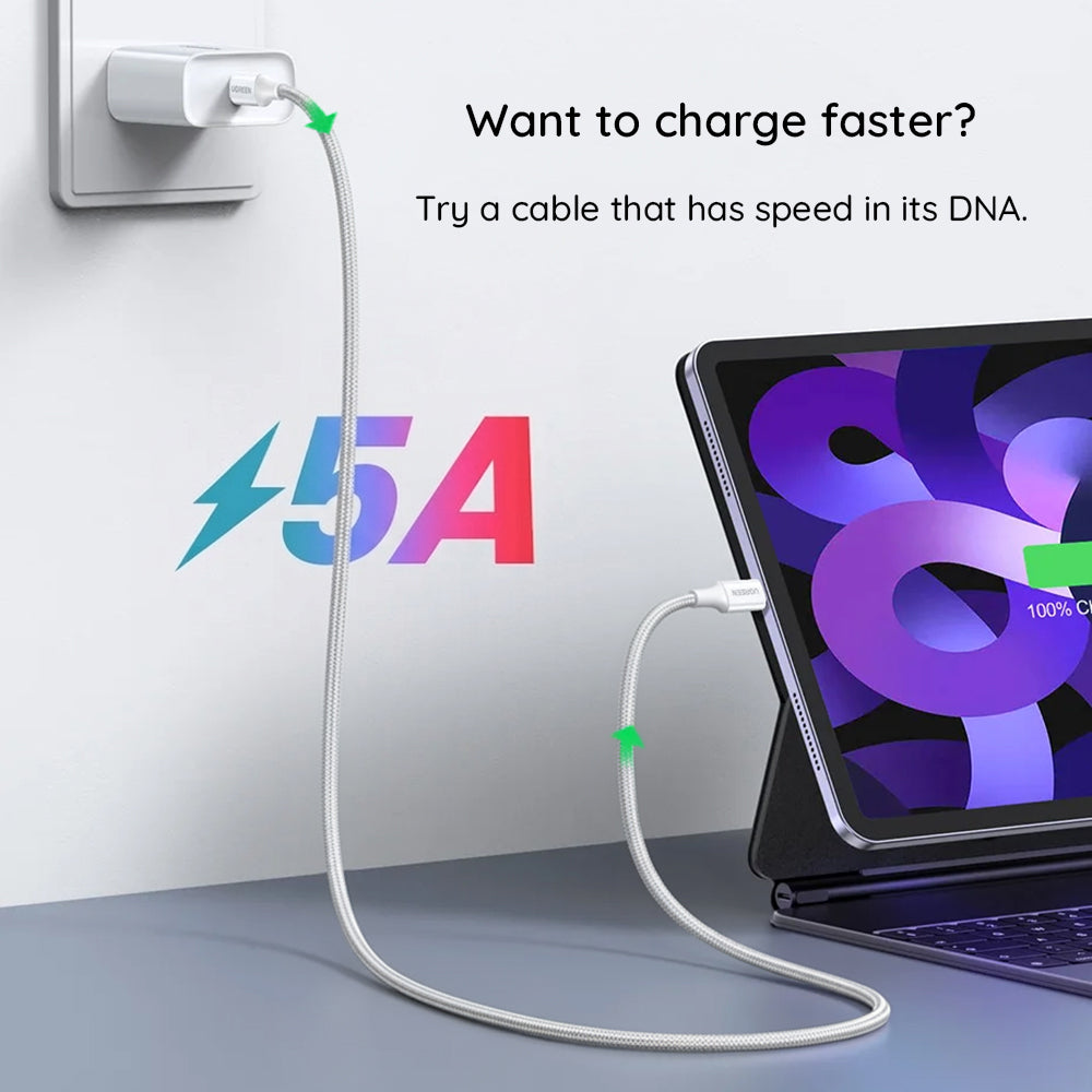 USB-C Data- og Opladningskabel - USB-C UGREEN L502, 100W, 1m, Orange