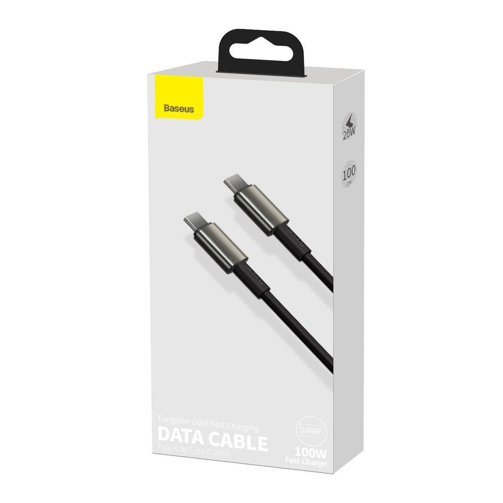 USB-C data- og opladningskabel - USB-C Baseus Tungsten Baseus Tungsten Gold, 100W, 1m, sort CATWJ-01 CATWJ-01