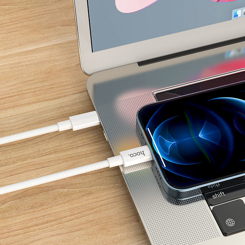 Data- og opladningskabel USB-C - Lightning HOCO X56, 20W, 1m, Hvid