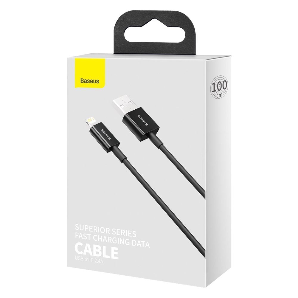 USB-A til Lightning data- og opladningskabel Baseus Superior Series, 20W, 1m, sort CALYS-A01