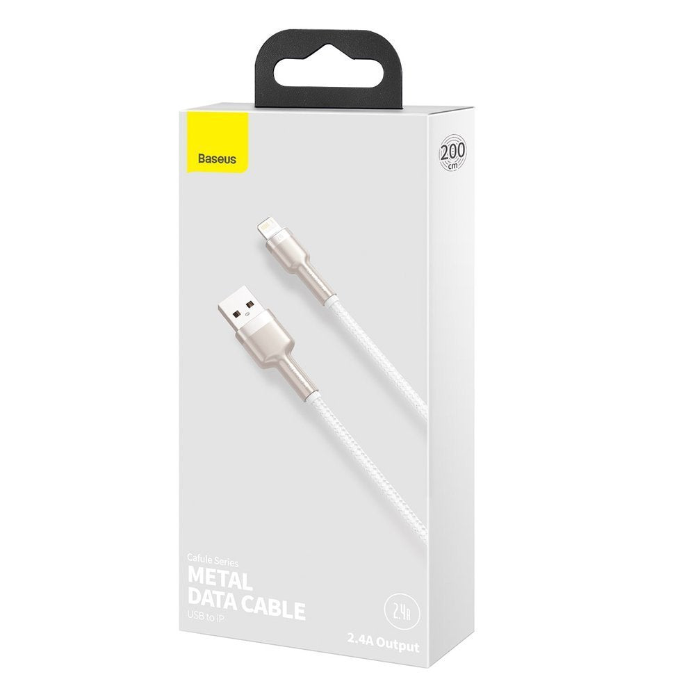 Data- og opladningskabel USB-A - Lightning Baseus Cafule Metal Series, 18W, 1m, hvid CALJK-A02