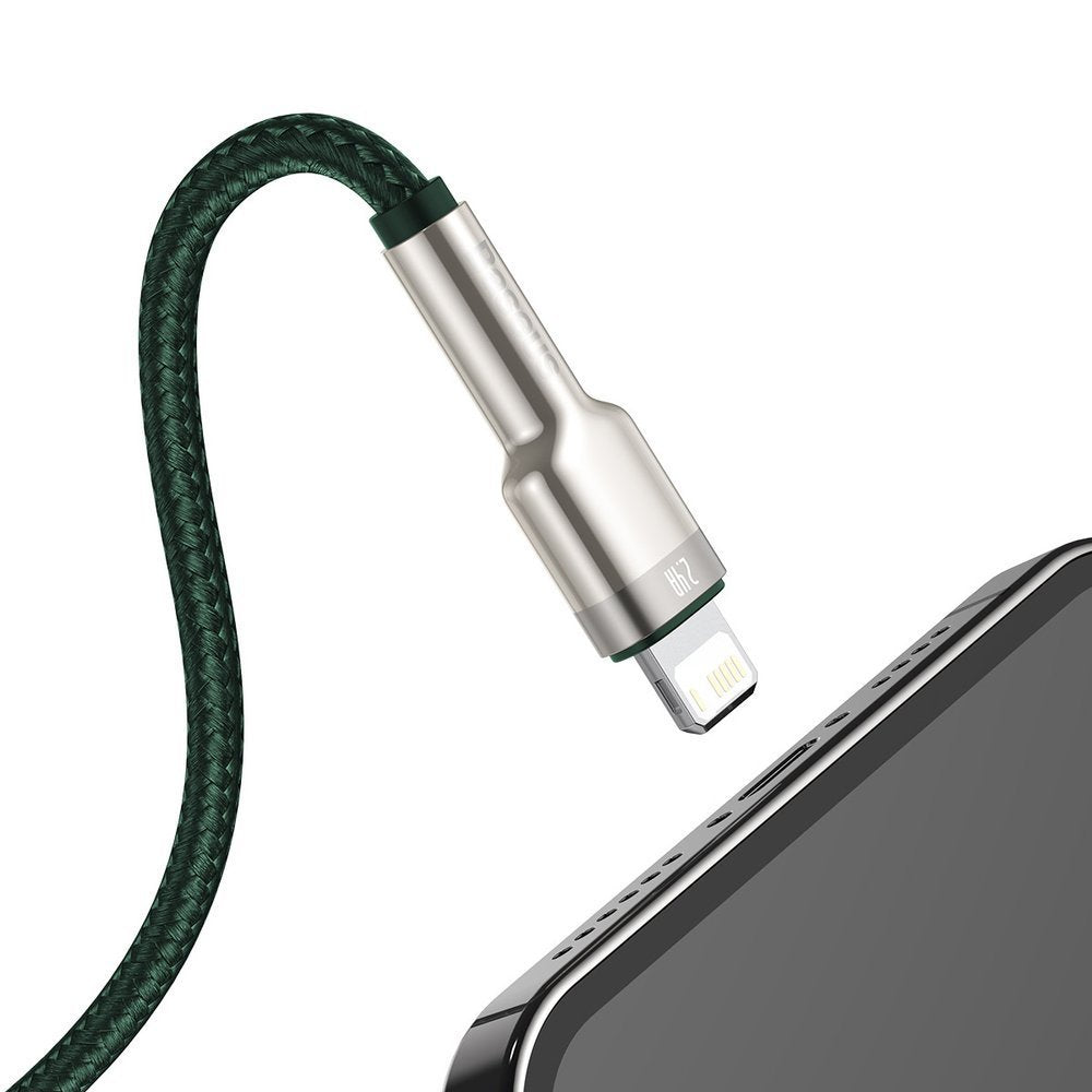 Data- og opladningskabel USB-A - Lightning Baseus Cafule Metal Series, 18W, 1m, Grøn CALJK-A06