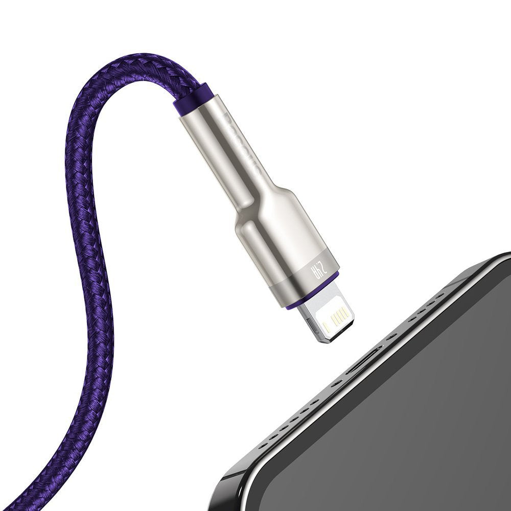 Data- og opladningskabel USB-A - Lightning Baseus Cafule Metal Series, 18W, 1m, Lilla CALJK-A05