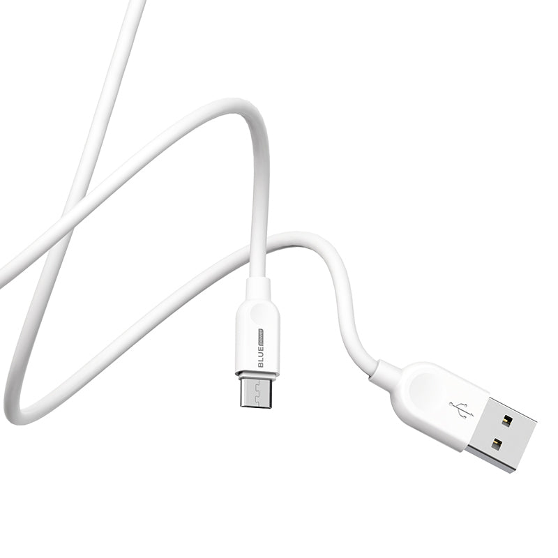 USB-A til microUSB data- og opladningskabel BLUE Power BM2BX14 LinkJet, 18W, 2m, hvid