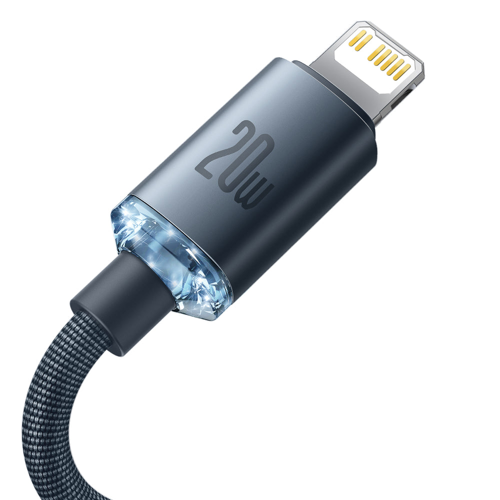 Data- og opladningskabel USB-C - Lightning Baseus Crystal Shine Series, 20W, 1.2m, Sort CAJY000201