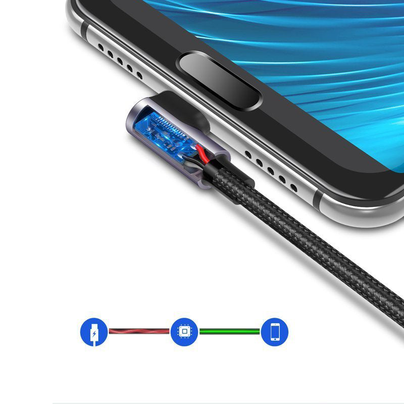 Data- og opladningskabel USB-A - USB-C UGREEN US284 Angled, 18W, 1m, Grå