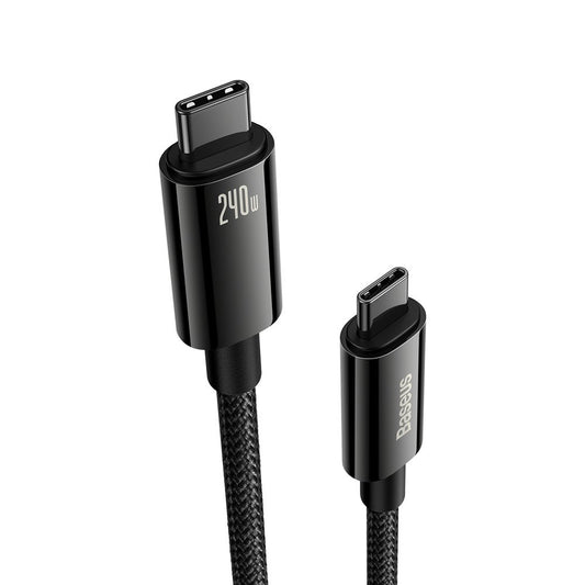 USB-C data- og opladningskabel - USB-C Baseus Tungsten Gold, 240W, 2m, sort CAWJ04010101