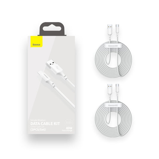 USB-A til USB-C Baseus data- og opladningskabel, 40W, 1,5 m, hvid TZCATZJ-02