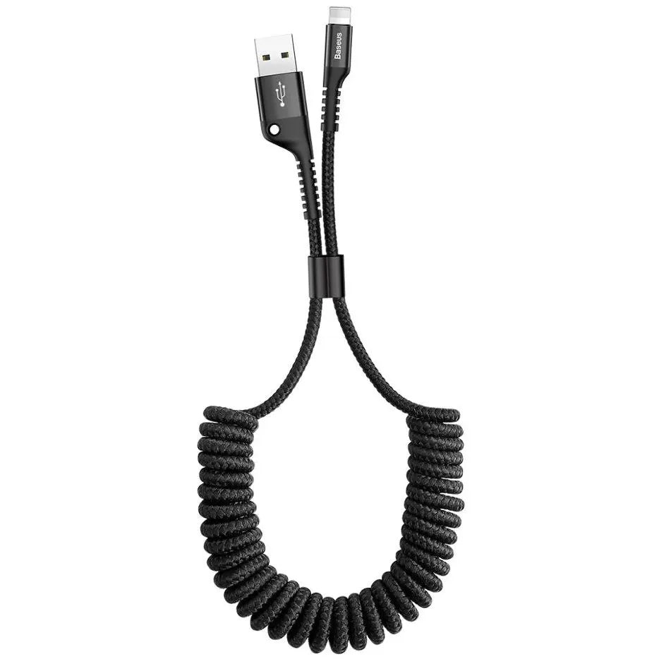 Data- og opladningskabel USB-A - Lightning Baseus Fish Eye Spring, 18W, 1m, sort CALSR-01 CALSR-01