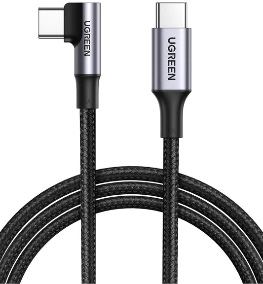 USB-C data- og opladerkabel - USB-C UGREEN US334 vinklet, 100W, 2m, sort