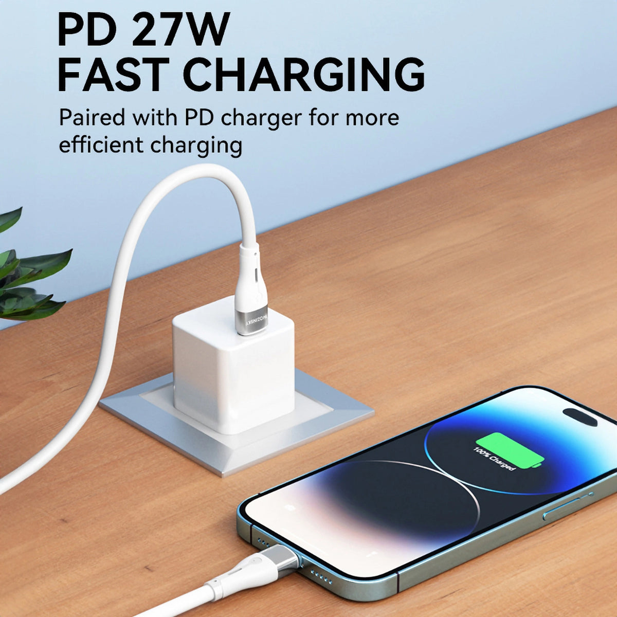 Data- og opladningskabel USB-C - Lightning WZK WSTCL1, 27W, 1m, Hvid
