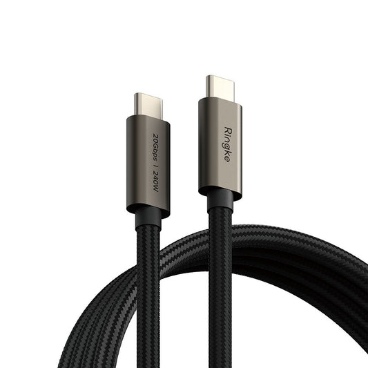 USB-C data- og opladningskabel - USB-C Ringke 2X2, 240W, 1m, Sort
