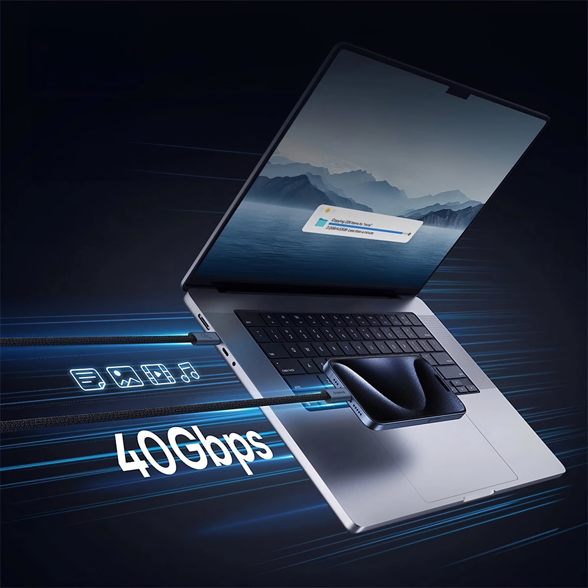USB-C Data and Charging Cable - USB-C Baseus Flash Series II, 240W, 1m, Black P10311803111-00