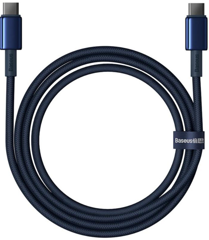 USB-C - USB-C Baseus Tungsten Gold data- og opladningskabel, 100W, 1m, Marineblå P10319800321-03