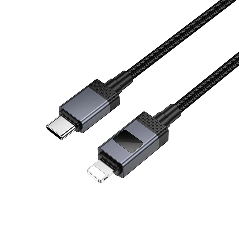 Data- og opladningskabel USB-C - Lightning HOCO X118 Display, 27W, 1m, Sort