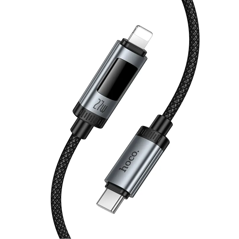 Data- og opladningskabel USB-C - Lightning HOCO Display U148, 27W, 1.2m, Sort