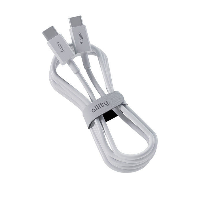Data- og opladningskabel USB-C - USB-C Allity. AUC-03, 100W, 2m, Hvid