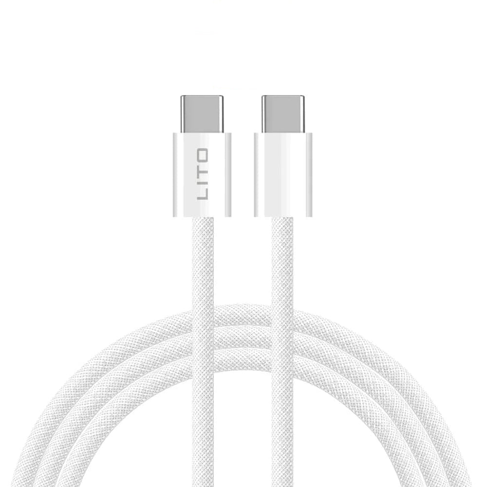 Data- og opladningskabel USB-C - USB-C Lito LD04CC, 60W, 2m, Hvid