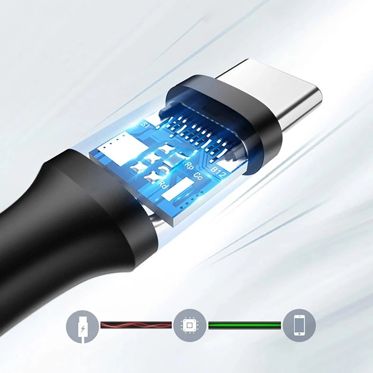 USB-A - USB-C UGREEN US184 data- og opladningskabel, 18W, 0.5m, Sort