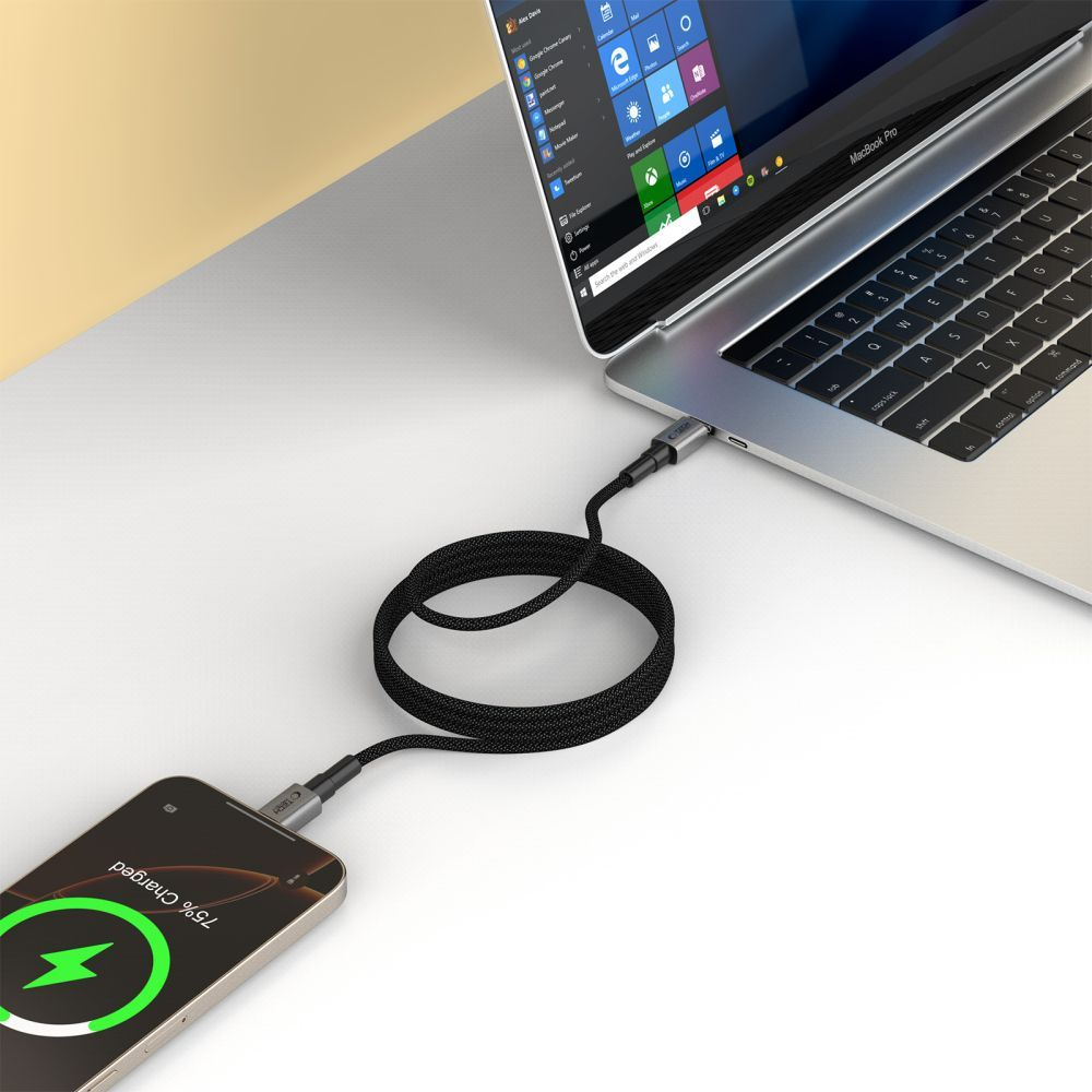 Data- og opladningskabel USB-C - USB-C Tech-Protect Ultraboost DNA MagTwist, 100W, 2m, Grå