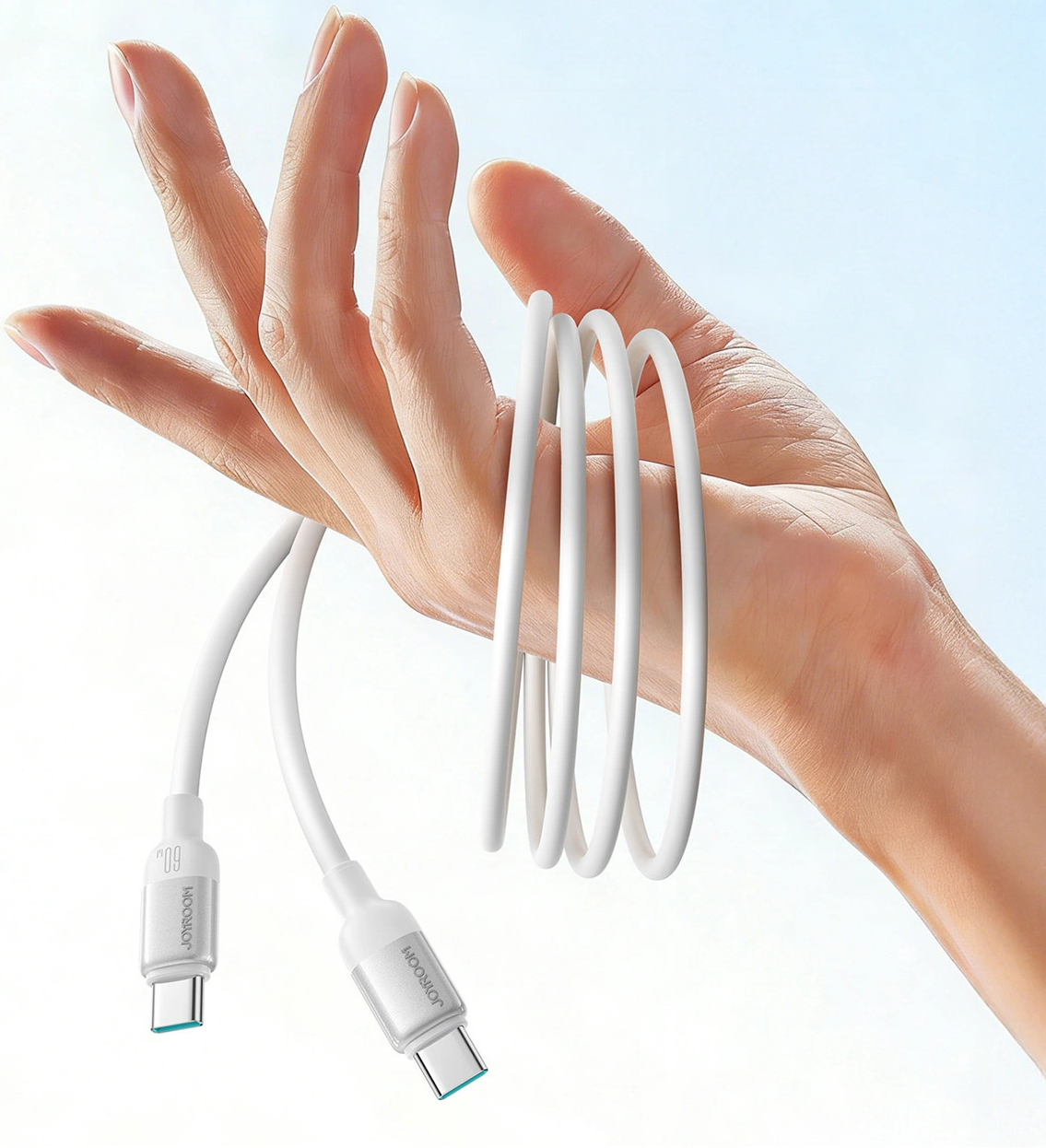 USB-C Data- og Opladningskabel - USB-C Joyroom S-A62 Lively, 60W, 1,2m, Hvid